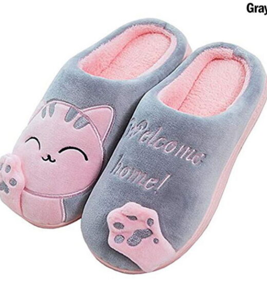 PantuflaGatitoMujerGris