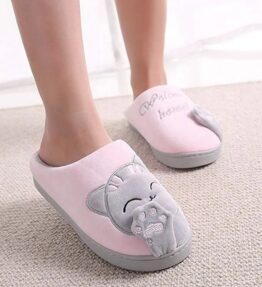 Pantufla de gatito para mujer cómodas y cálidas